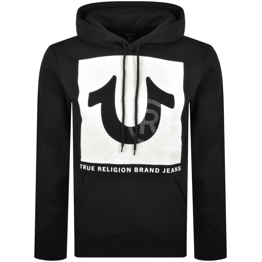 True Religion Crystal Stud Men s Black Hoodie Size Large Polyester Cotton